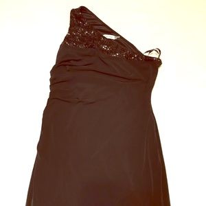 Calvin Klein black one shoulder sequin dress